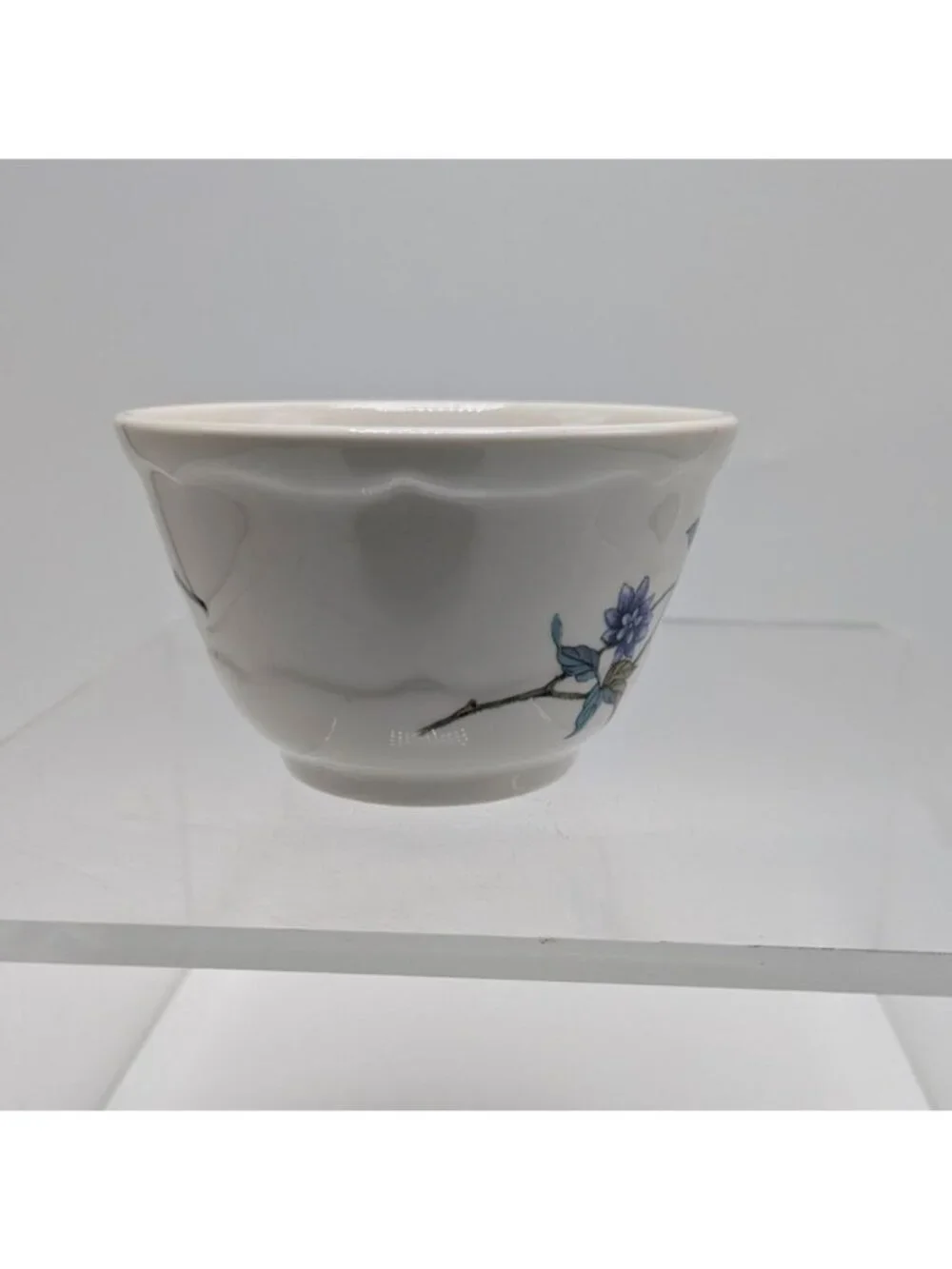 Syracuse China Custard Cup Summerdale Floral White Ceramic Bowl 4 inch wide
